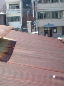 波板鉄板の屋根。めちゃくちゃ熱そう！